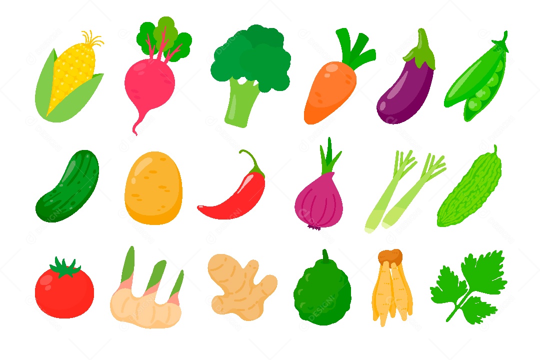 Conjunto de Vegetais Ilustração Vetor EPS