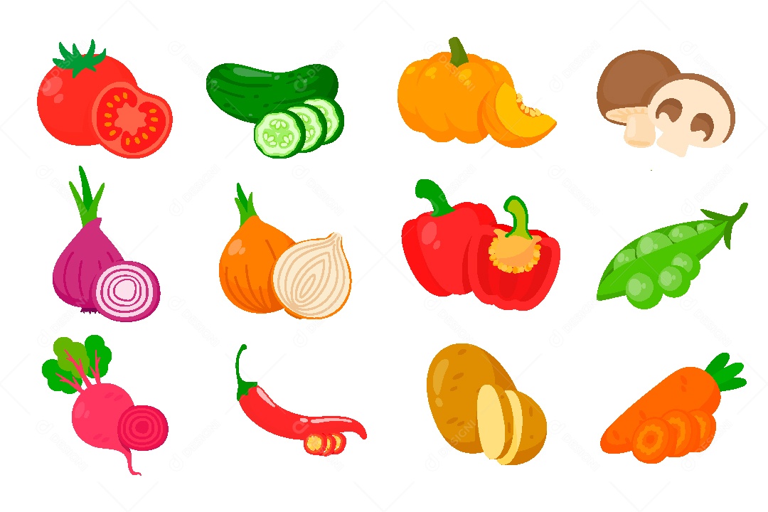 Conjunto de Vegetais Ilustração Vetor EPS