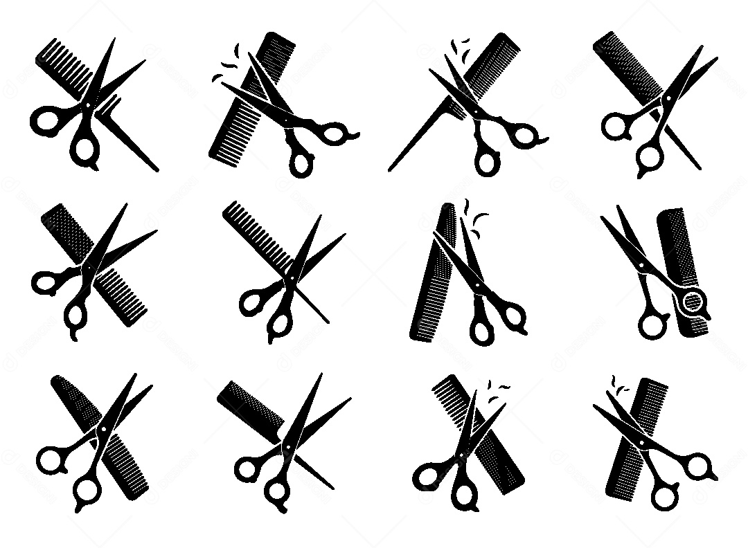 Conjunto de Ícones de Barbearia Vetor EPS