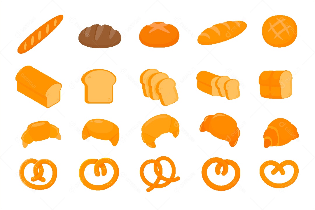 Conjunto de Ícones da Padaria Ilustração Vetor EPS