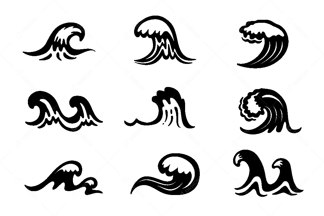 Conjunto de Ícones de Ondas Vetor EPS