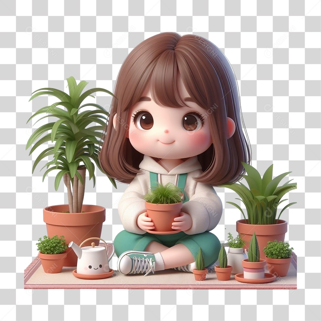 Jovens com Mudas de Plantas PNG Transparente