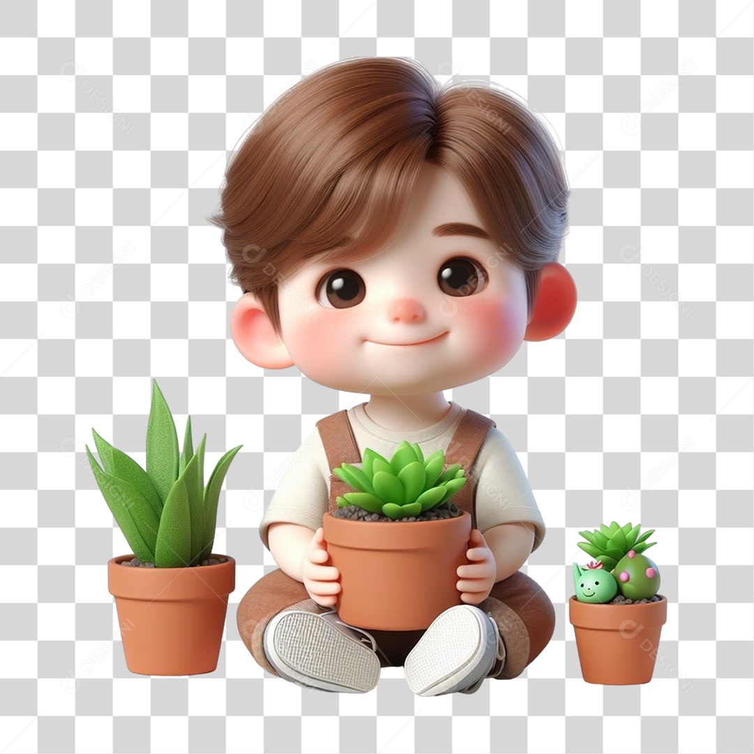 Jovens com Mudas de Plantas PNG Transparente