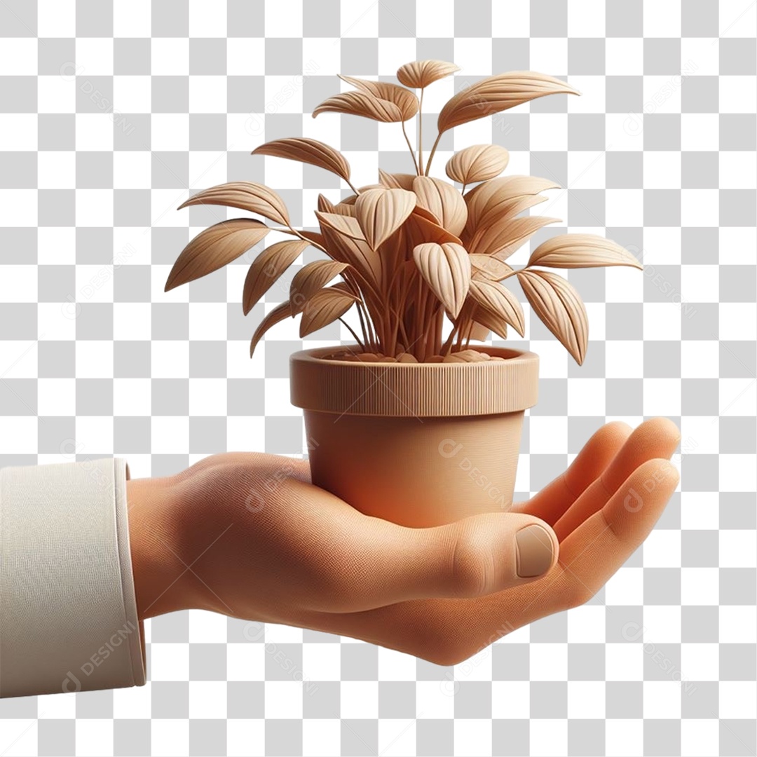 Mão com Mudas de Plantas PNG Transparente