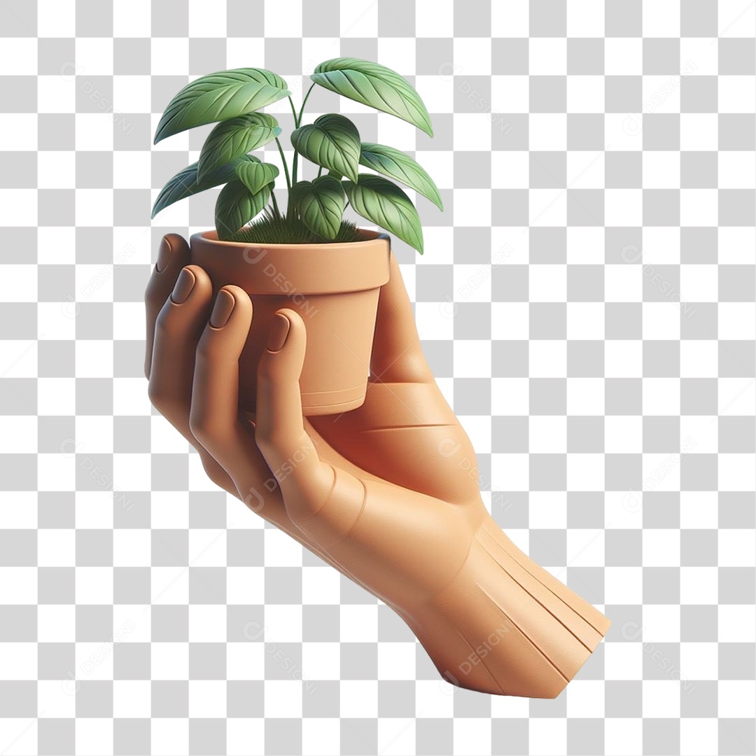 Mão com Mudas de Plantas PNG Transparente