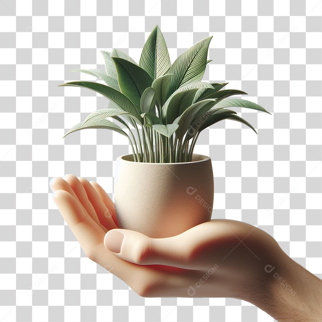 Mão com Mudas de Plantas PNG Transparente