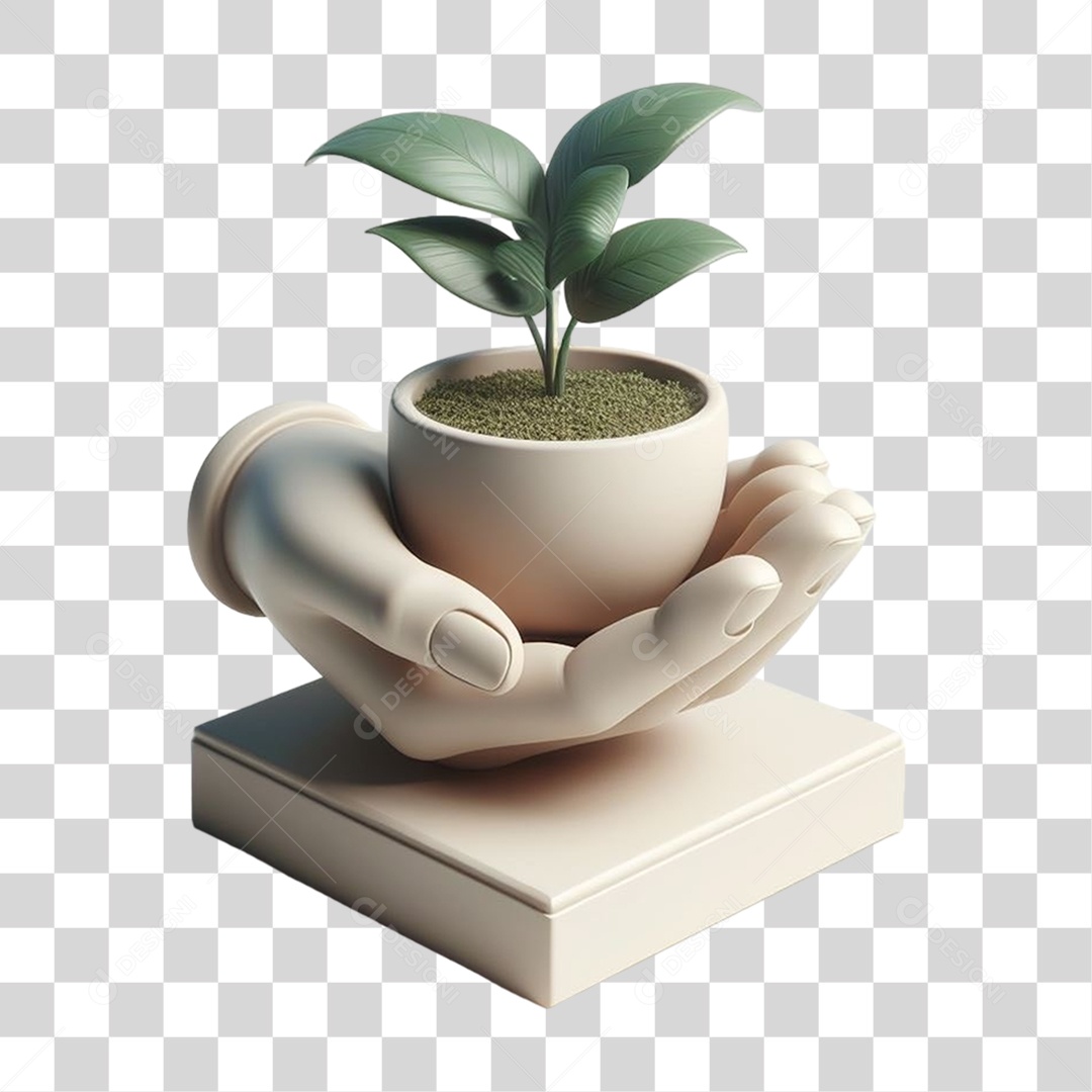 Mão com Mudas de Plantas PNG Transparente