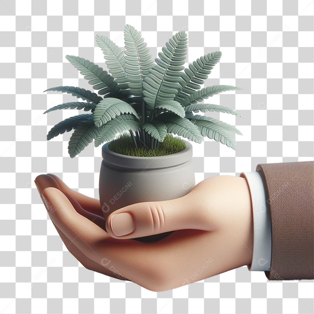 Mão com Mudas de Plantas PNG Transparente