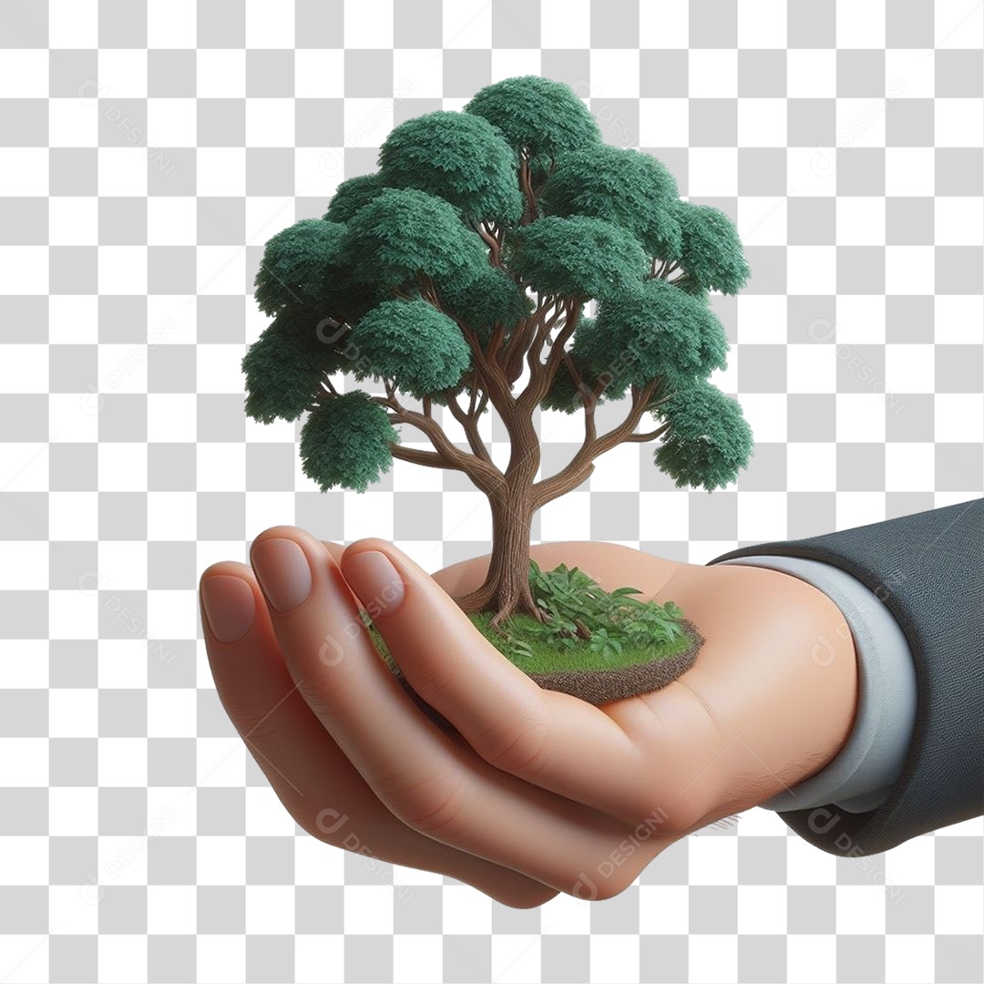 Mão com Árvore em Miniatura PNG Transparente