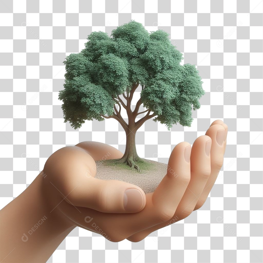 Mão com Árvore em Miniatura PNG Transparente
