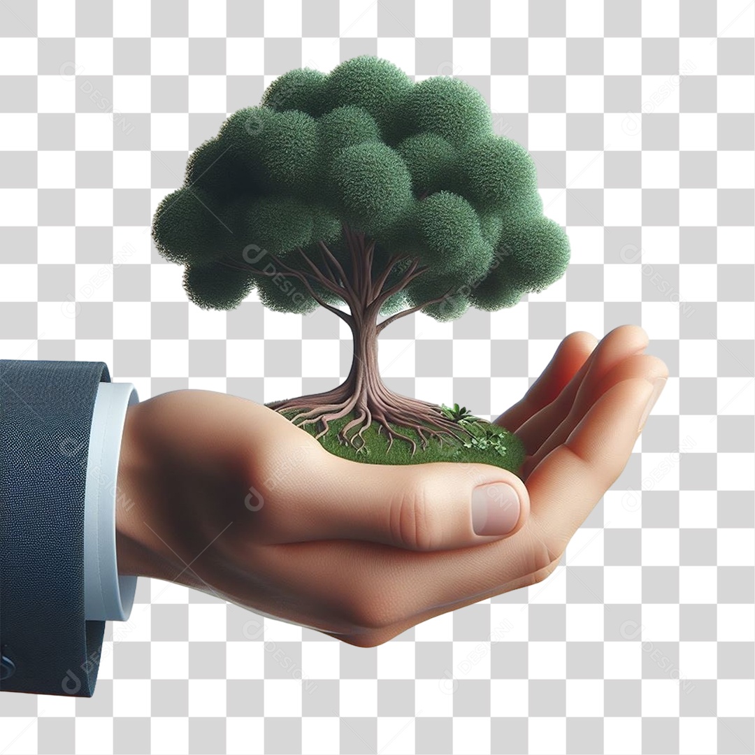 Mão com Árvore em Miniatura PNG Transparente