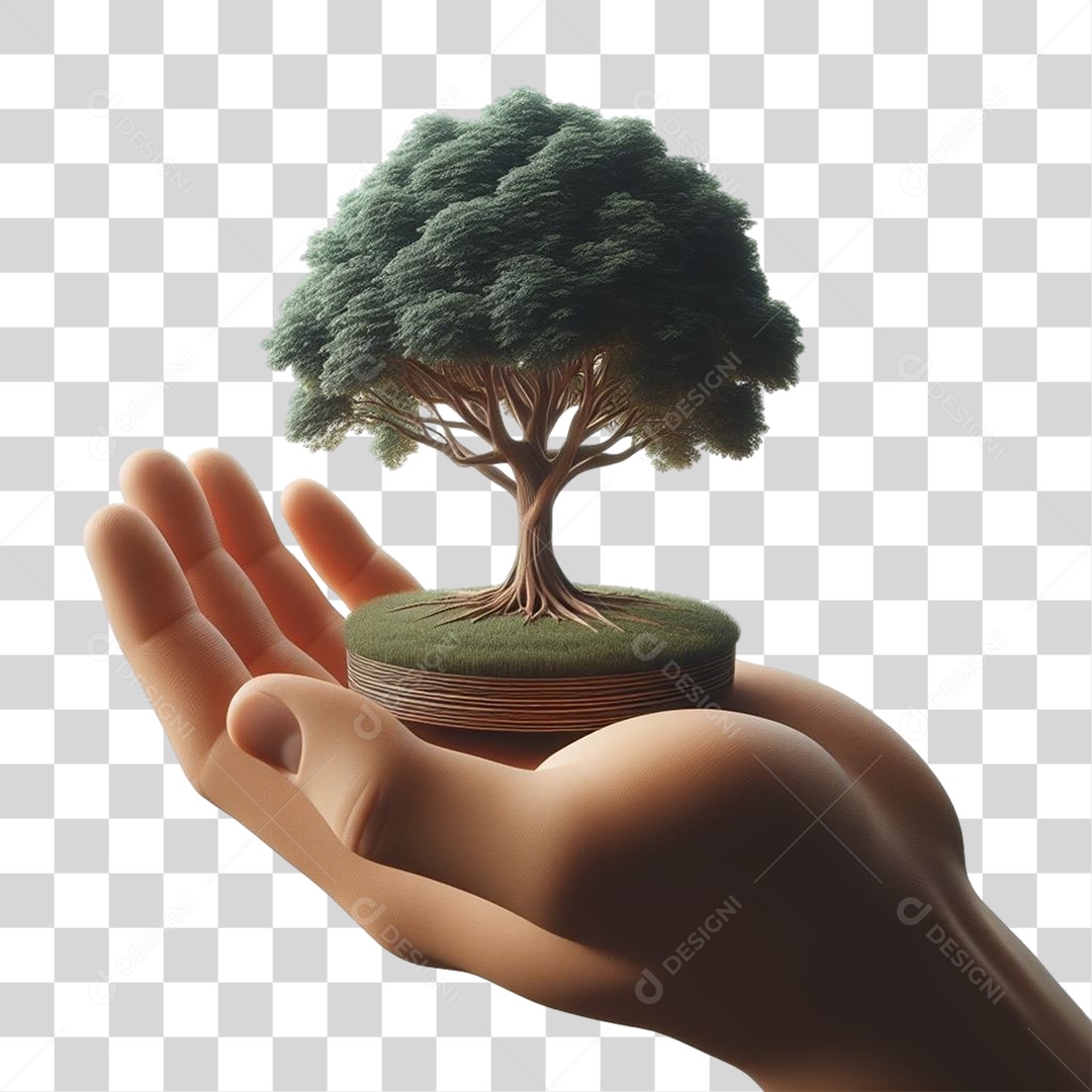 Mão com Árvore em Miniatura PNG Transparente