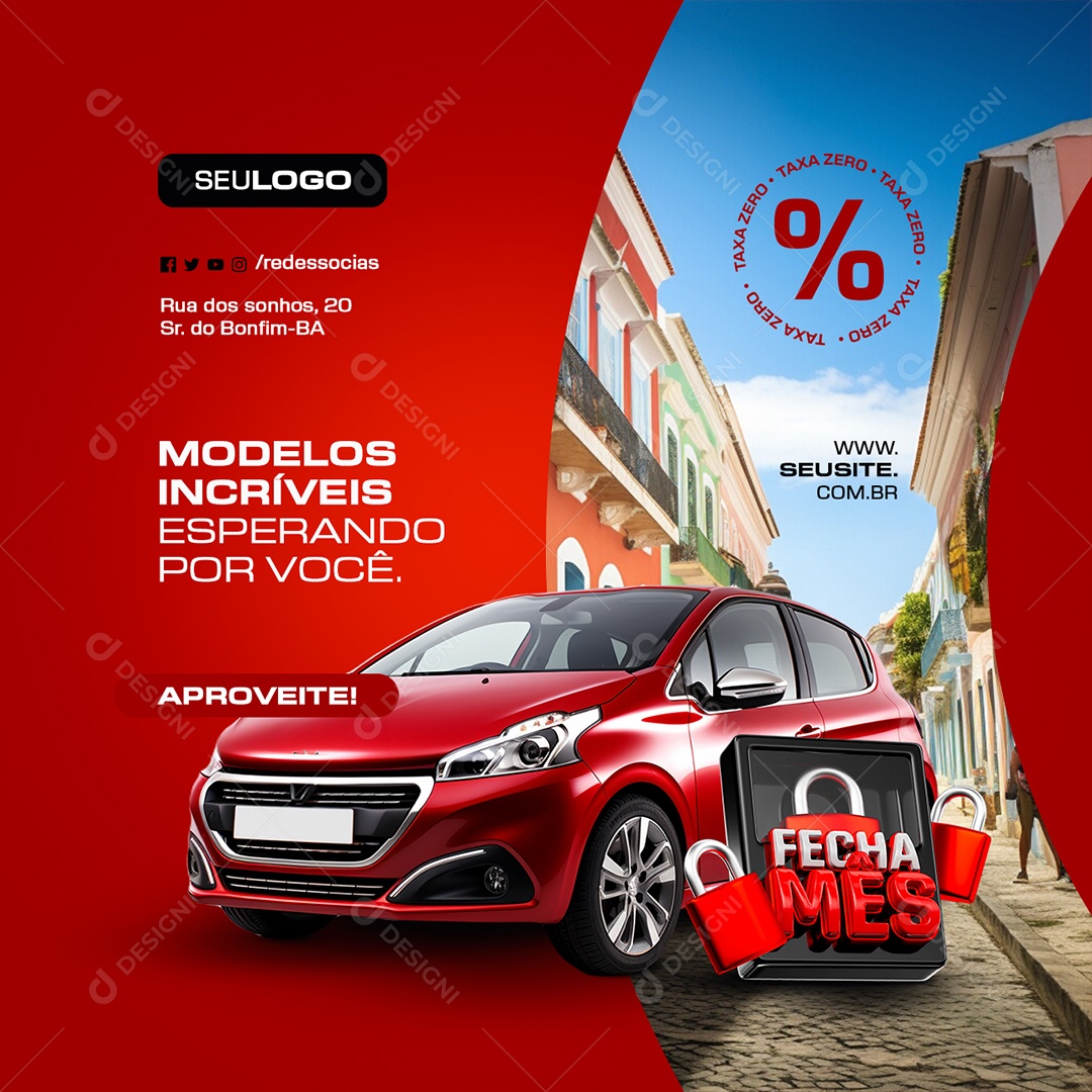 Fecha Mês Concessionária Modelos Incríveis Social Media PSD Editável