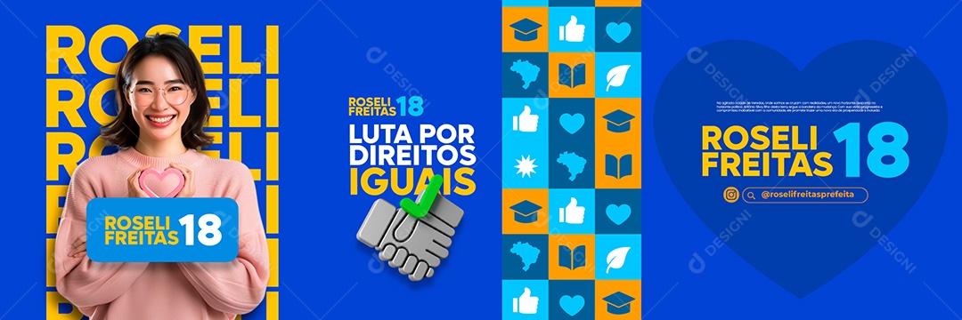 Carrossel Campanha Politica Prefeita Roseli Freitas Social Media PSD Editável