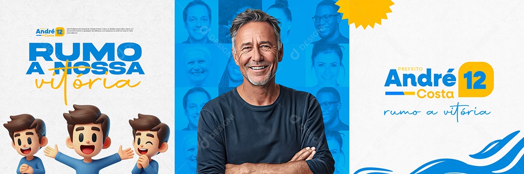 Carrossel Campanha Politica Prefeito André Costa Rumo a Vitória Social Media PSD Editável