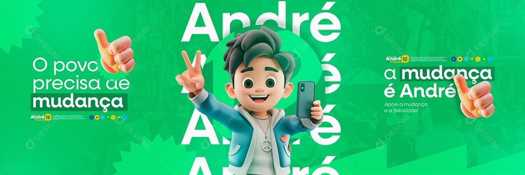 Mayor André Political Campaign Carousel A Mudança Social Media Editable PSD