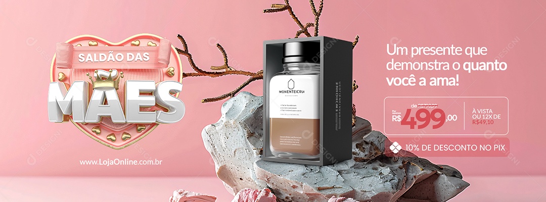 Saldão Das Mães Web Banner Perfume 10% de Desconto no Pix Social Media PSD Editável
