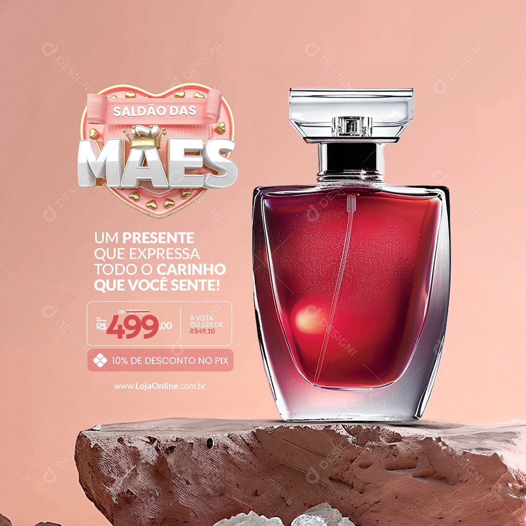 Saldão Das Mães Perfume 10% de Desconto no Pix Social Media PSD Editável