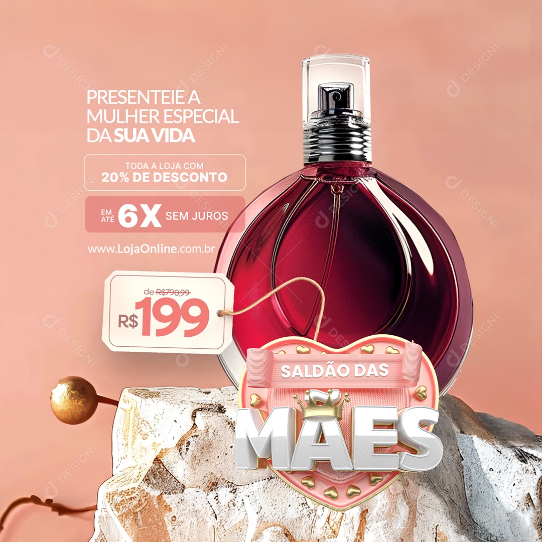 Saldão Das Mães Perfume 20% de Desconto Social Media PSD Editável