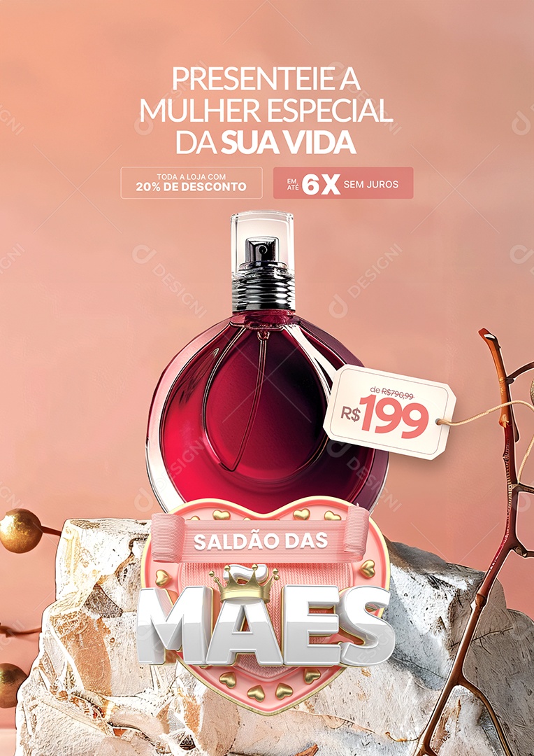 Saldão Das Mães Perfume Toda a Loja com 20% de Desconto Social Media PSD Editável