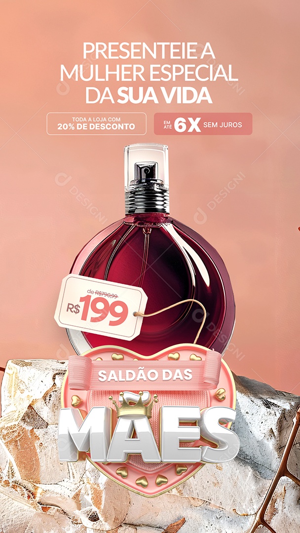 Story Saldão Das Mães Perfume 20% de Desconto Social Media PSD Editável
