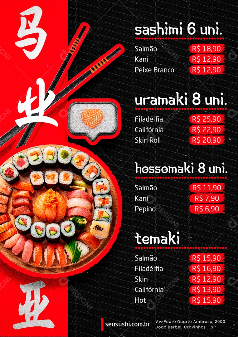 Modelo de Cardápio Sushi PSD Editável