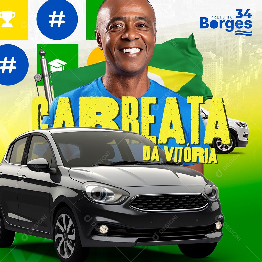 Politica Prefeito Borges Carreata da Vitória Social Media PSD Editável