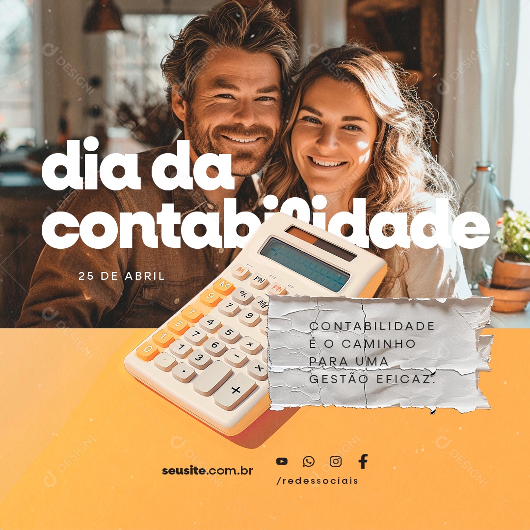 Dia da Contabilidade 25 de Abril é o Caminho para Uma Gestão Social Media PSD Editável