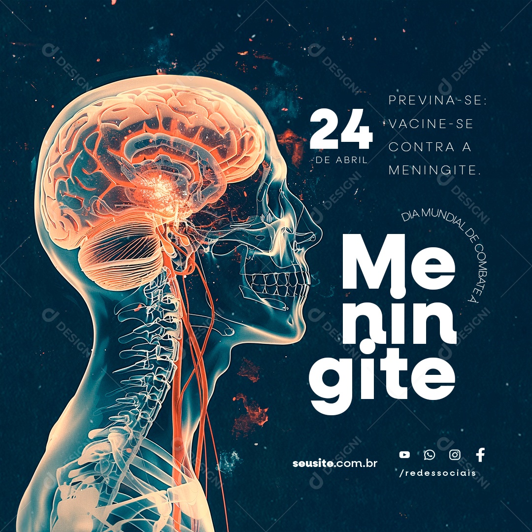 Dia Mundial de Combate a Meningite 24 De Abril Social Media PSD Editável