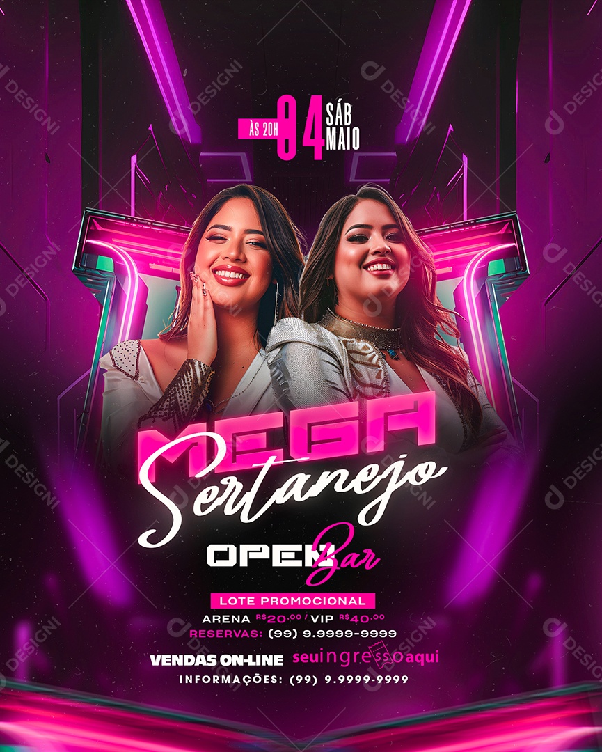 Flyer Mega Sertanejo Opeb Bar Social Media PSD Editável