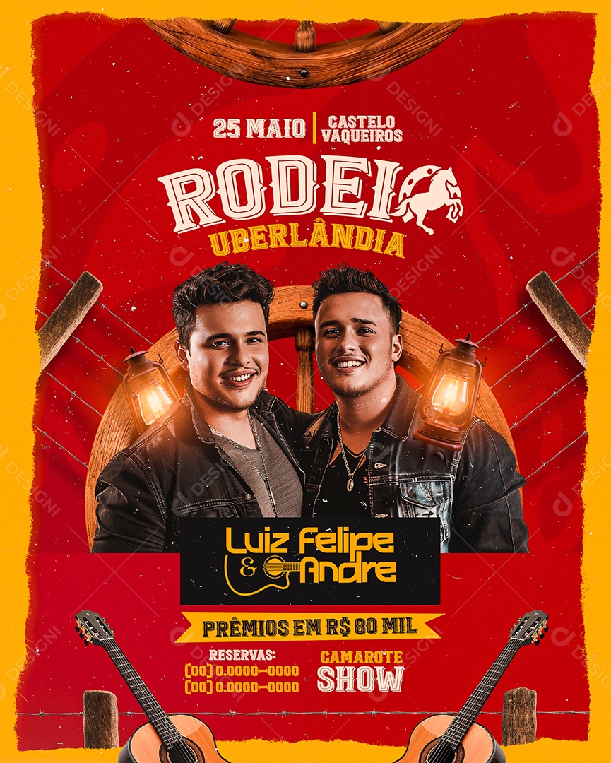 Flyer Rodeio Uberlândia Luiz Felipe e Andre Social Media PSD Editável