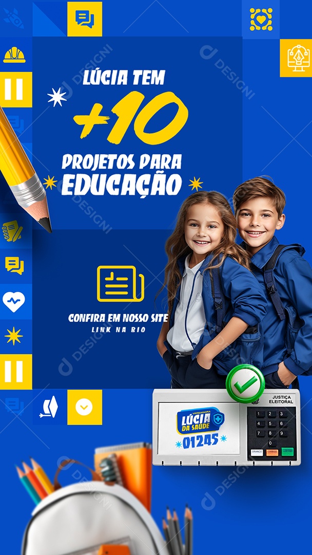 Story Politica Lúcia tem mais de 10 Projetos para Educação Social Media PSD Editável