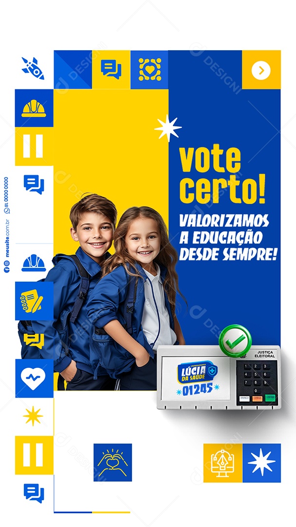 Story Politica Vote Certo Valorizamos a Educação desde Sempre Social Media PSD Editável