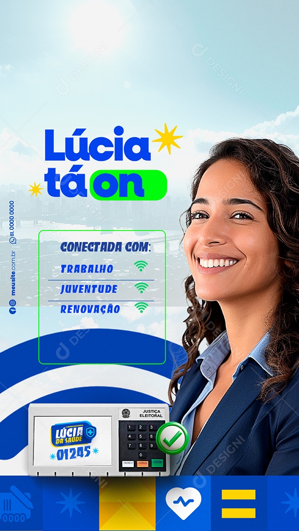 Story Politica Lúcia tá ON Social Media PSD Editável