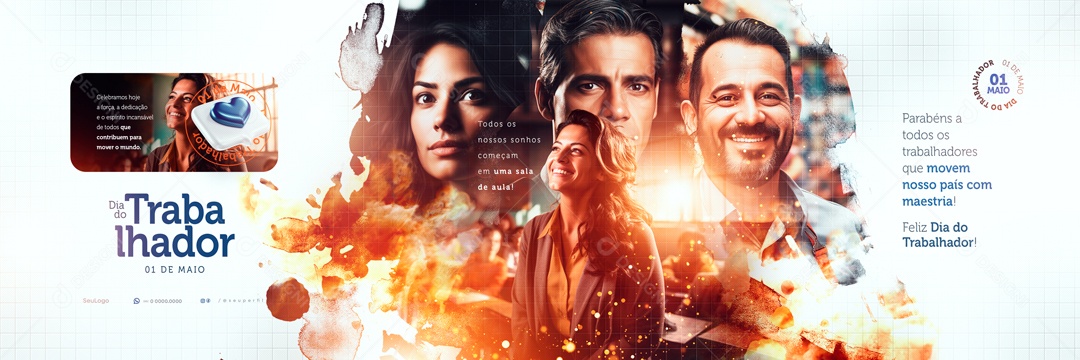 Carrossel Dia do Trabalhador  01 de Maio Social Media PSD Editável