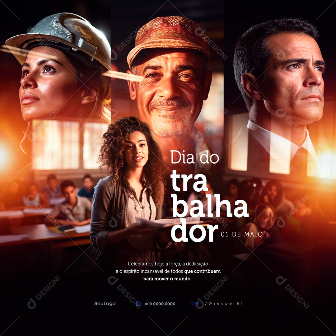 Dia do Trabalhador 01 de Maio Social Media PSD Editável