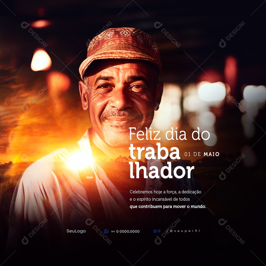 Feliz Dia do Trabalhador 01 de Maio Social Media PSD Editável
