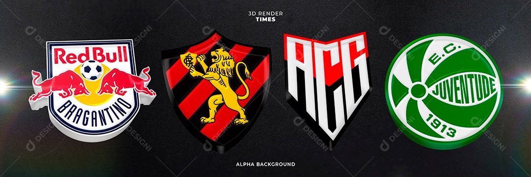 Times Red Bull A.C.G Juventude Elemento 3D para Composição PSD