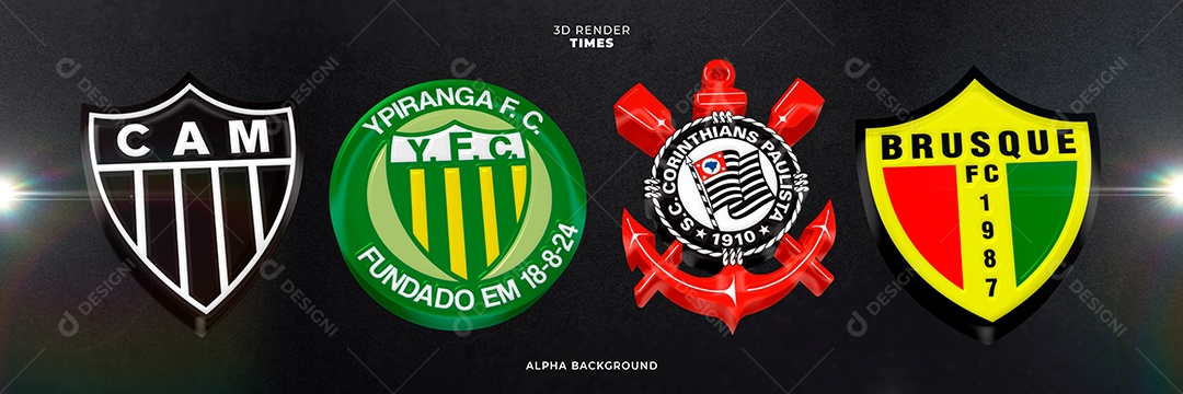 Times CAM Y.F.C S.C Brusque Elemento 3D para Composição PSD