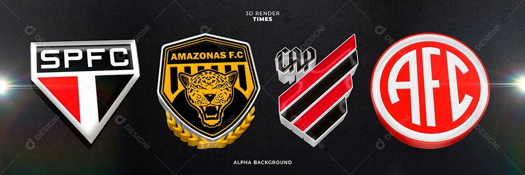 Times SPFC Amozonas F.C CAP AFC Elemento 3D para Composição PSD