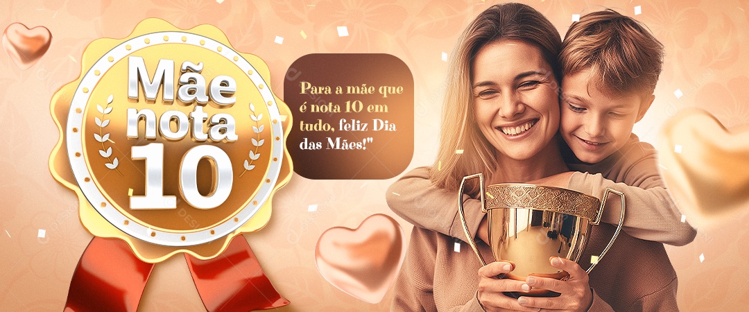 Banner Feliz Dia Das Mães 12 de Maio Mãe Nota 10 Social Media PSD Editável