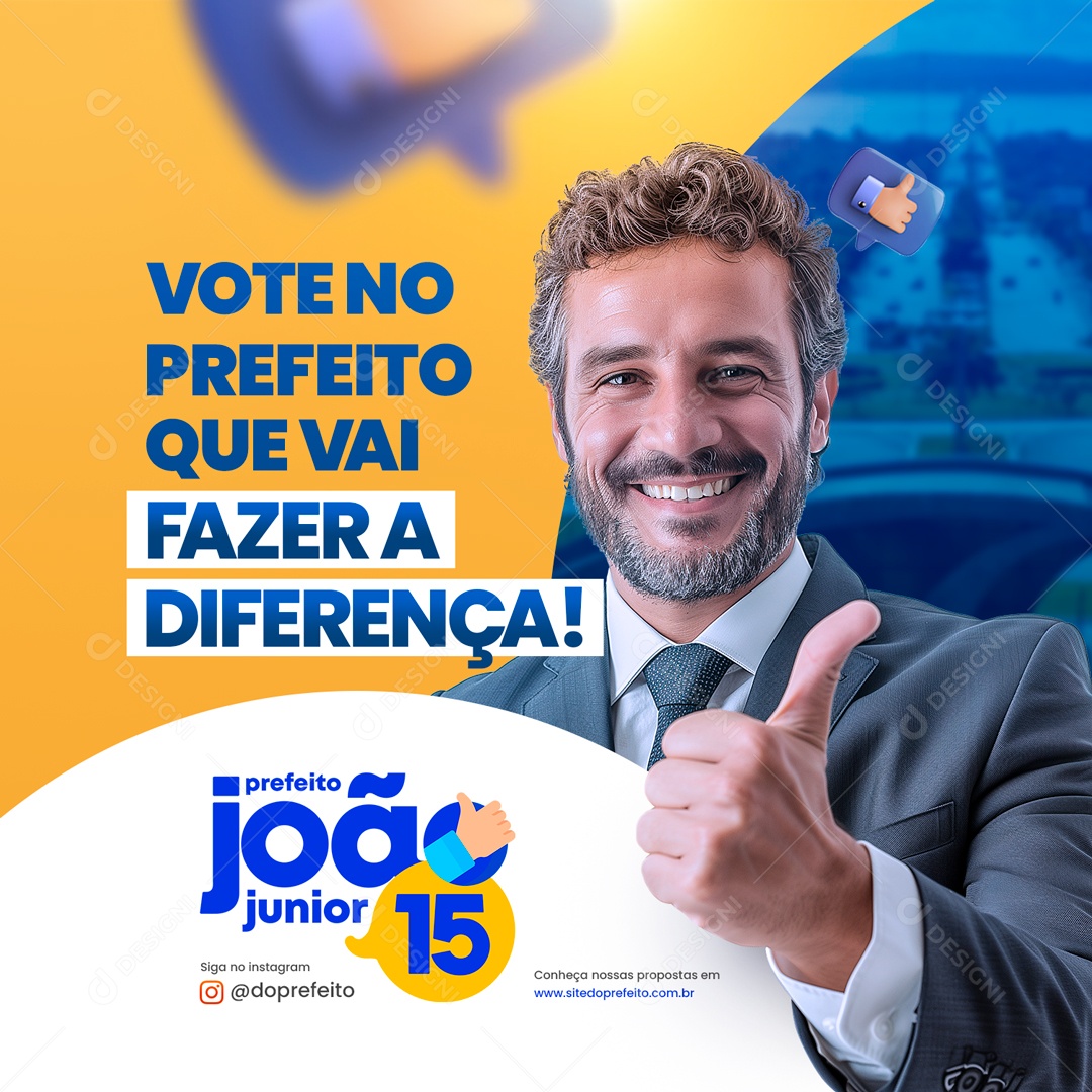 Politica Vote no Prefeito que vai Fazer a Diferença Social Media PSD Editável