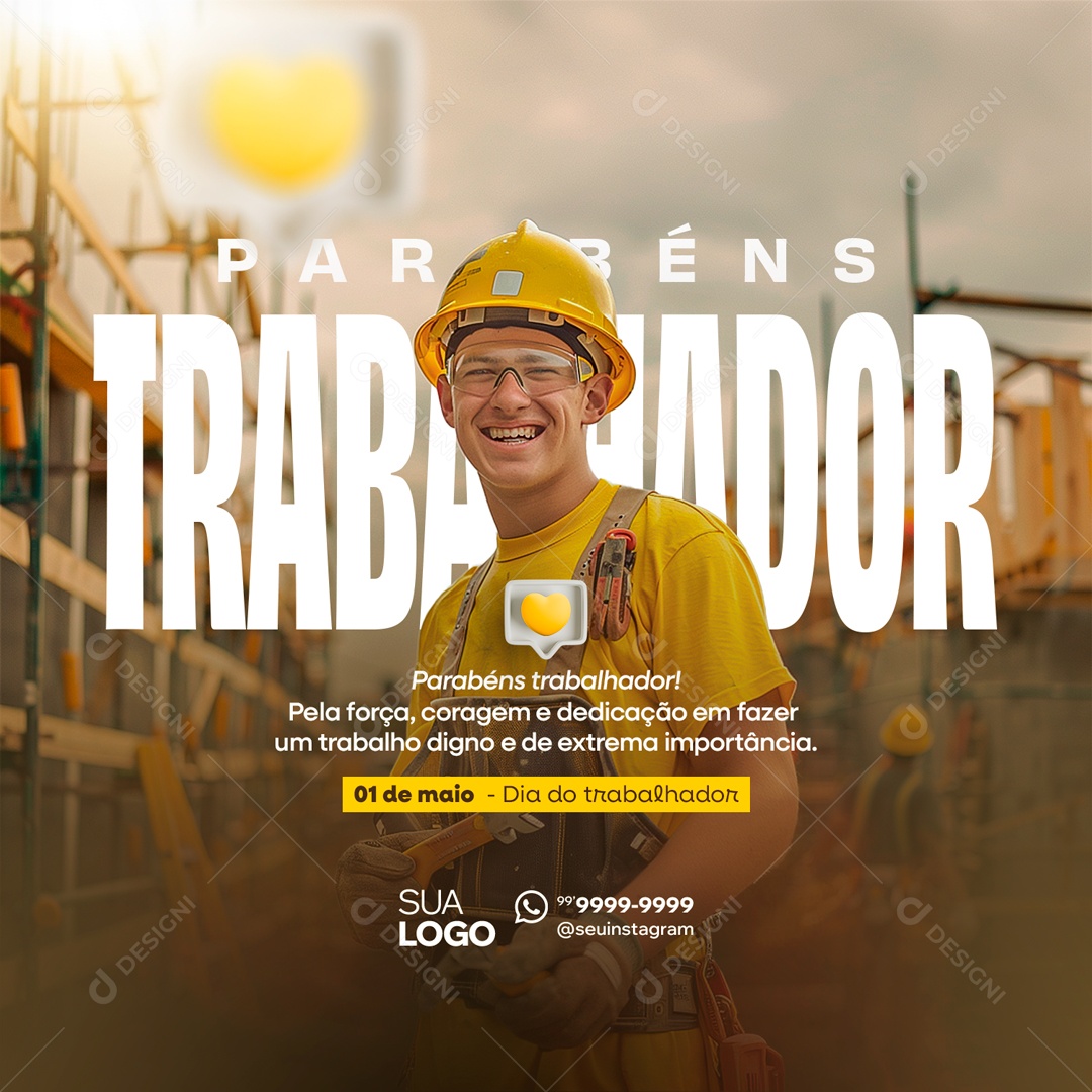 Dia do Trabalhador 01 de Maio Social Media PSD Editável