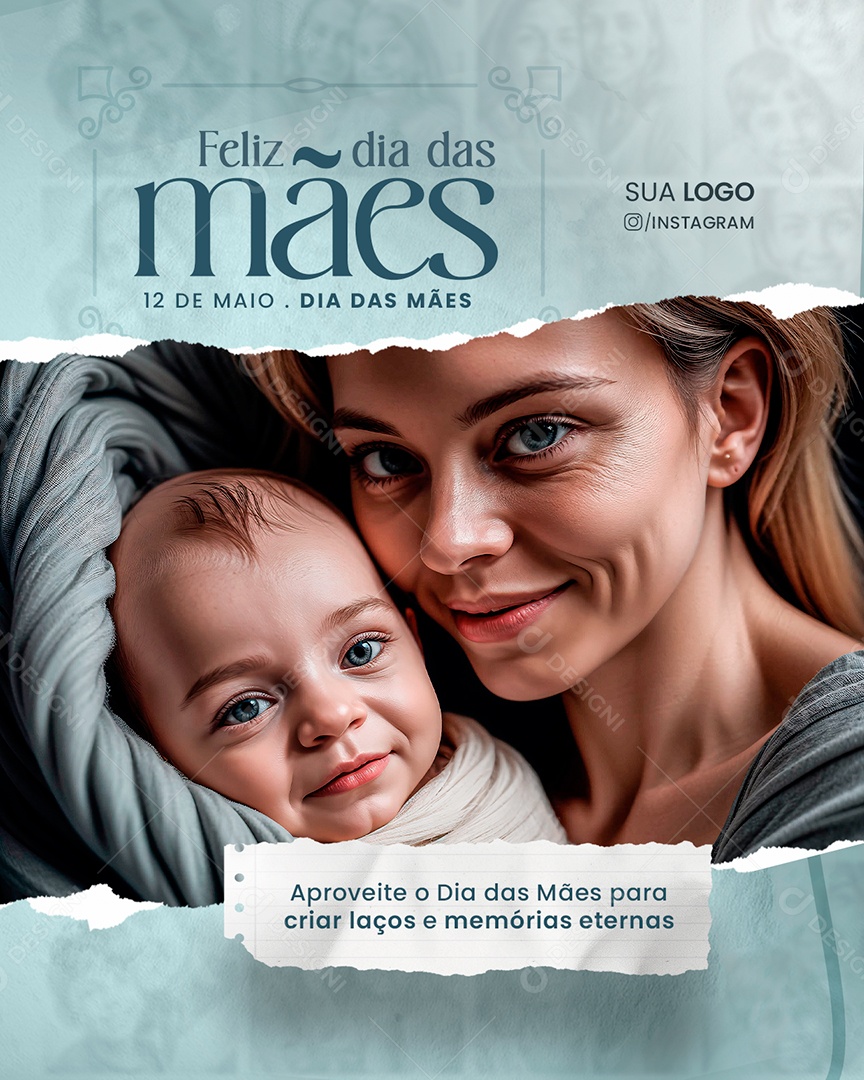 Feliz Dia Das Mães 12 de Maio Laços e Memórias Eternas Social Media PSD Editável