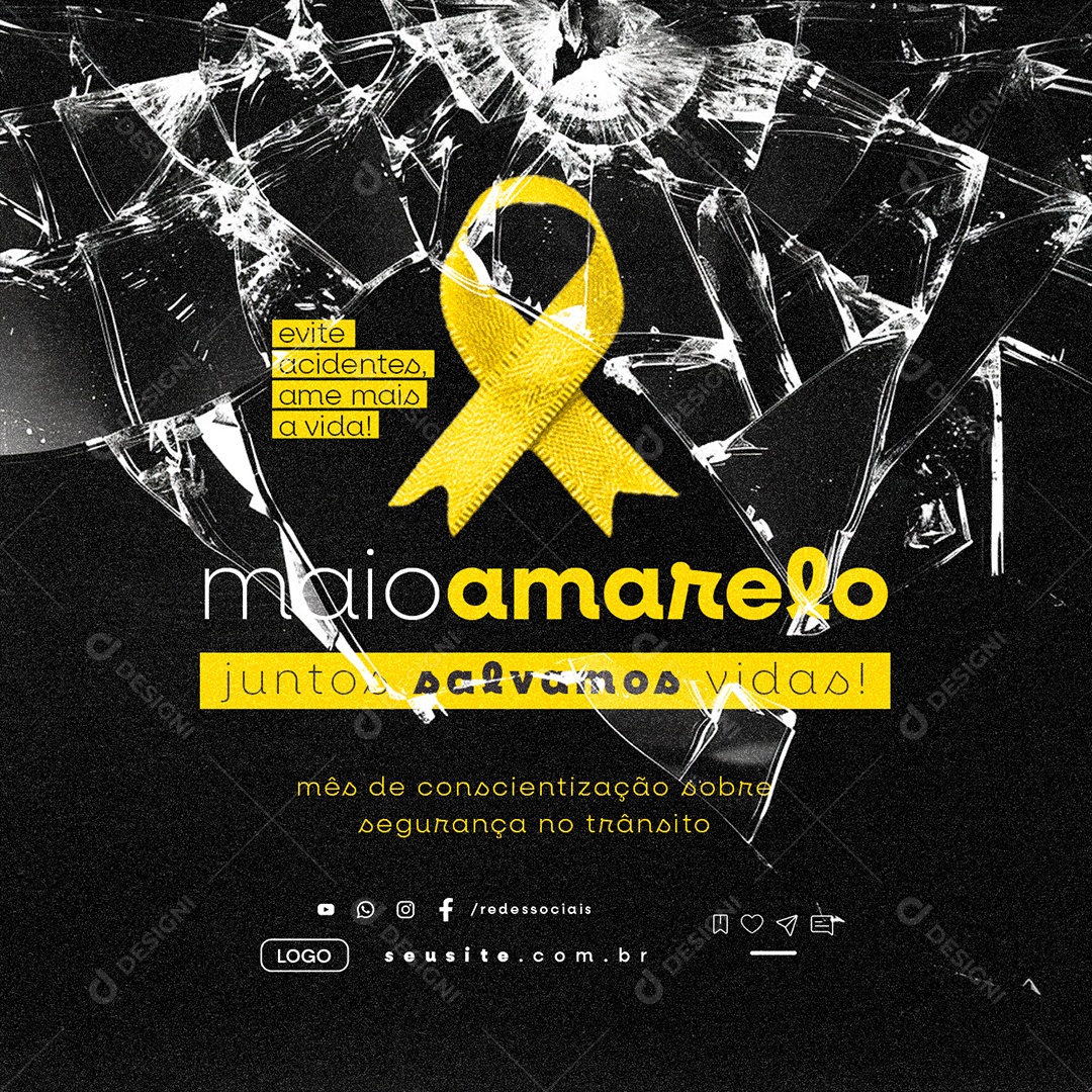 Maio Amarelo Juntos Salvamos as Vidas Social Media PSD Editável