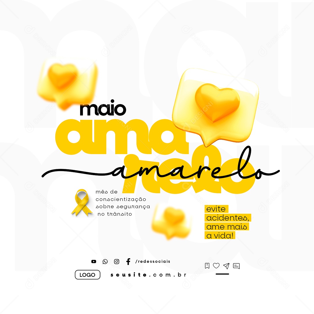 Maio Amarelo Evite Acidentes Social Media PSD Editável