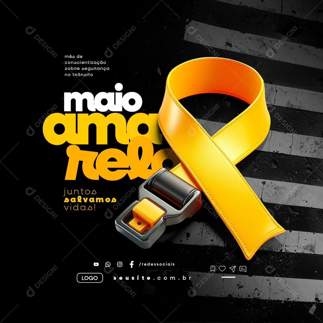 Maio Amarelo Juntos Salvamos Vidas Social Media PSD Editável