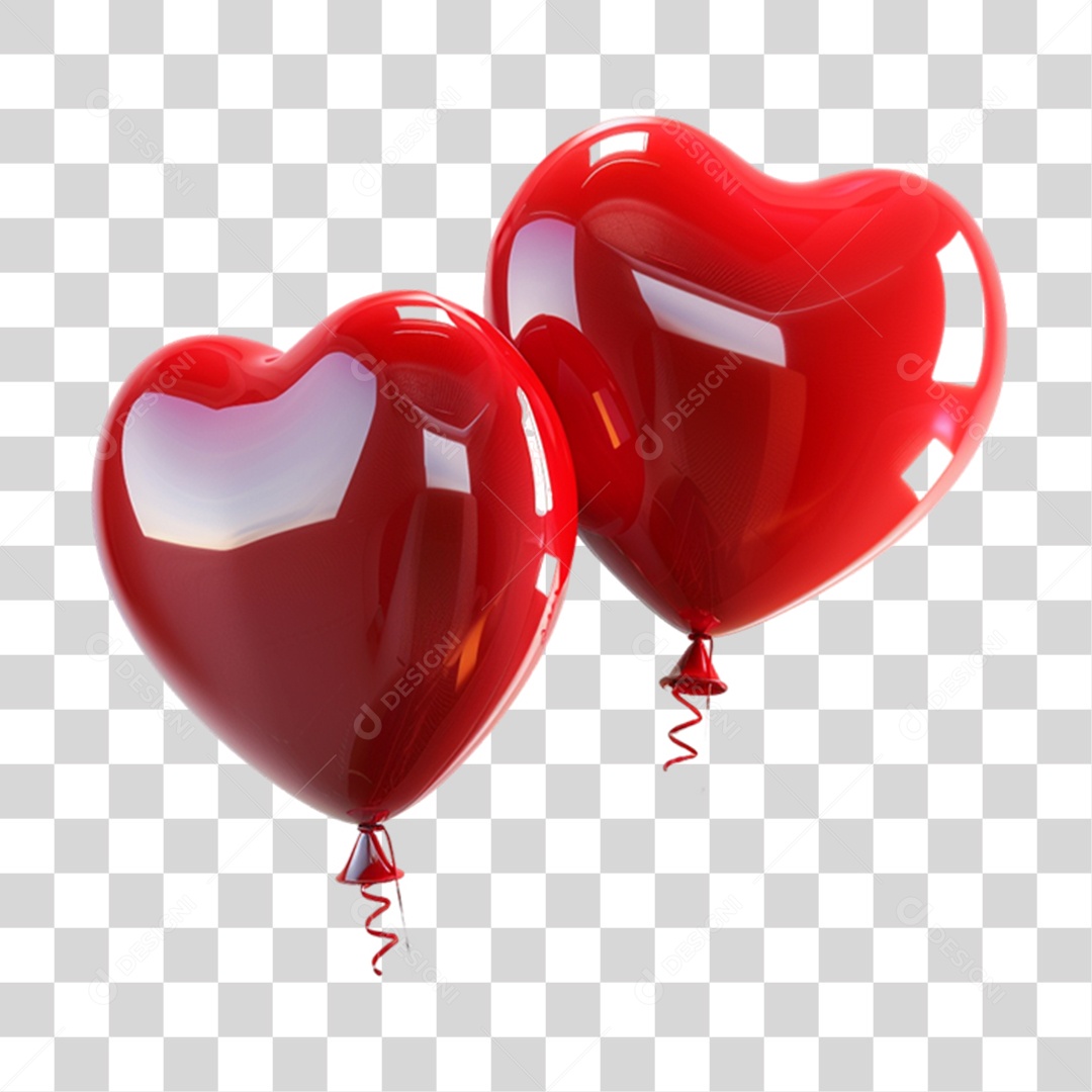 Balão de Coração PNG Transparente