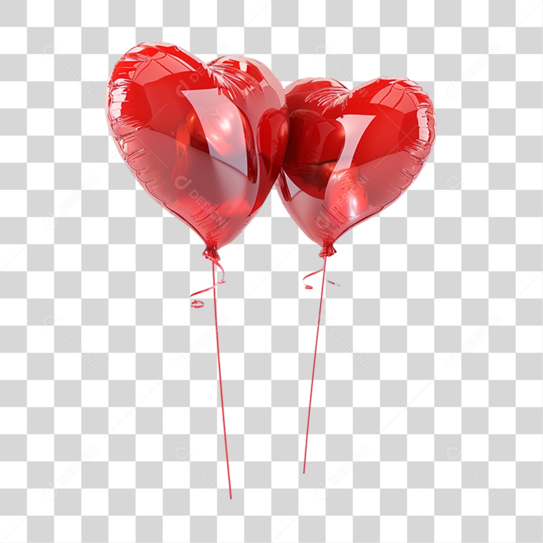 Balão de Coração PNG Transparente