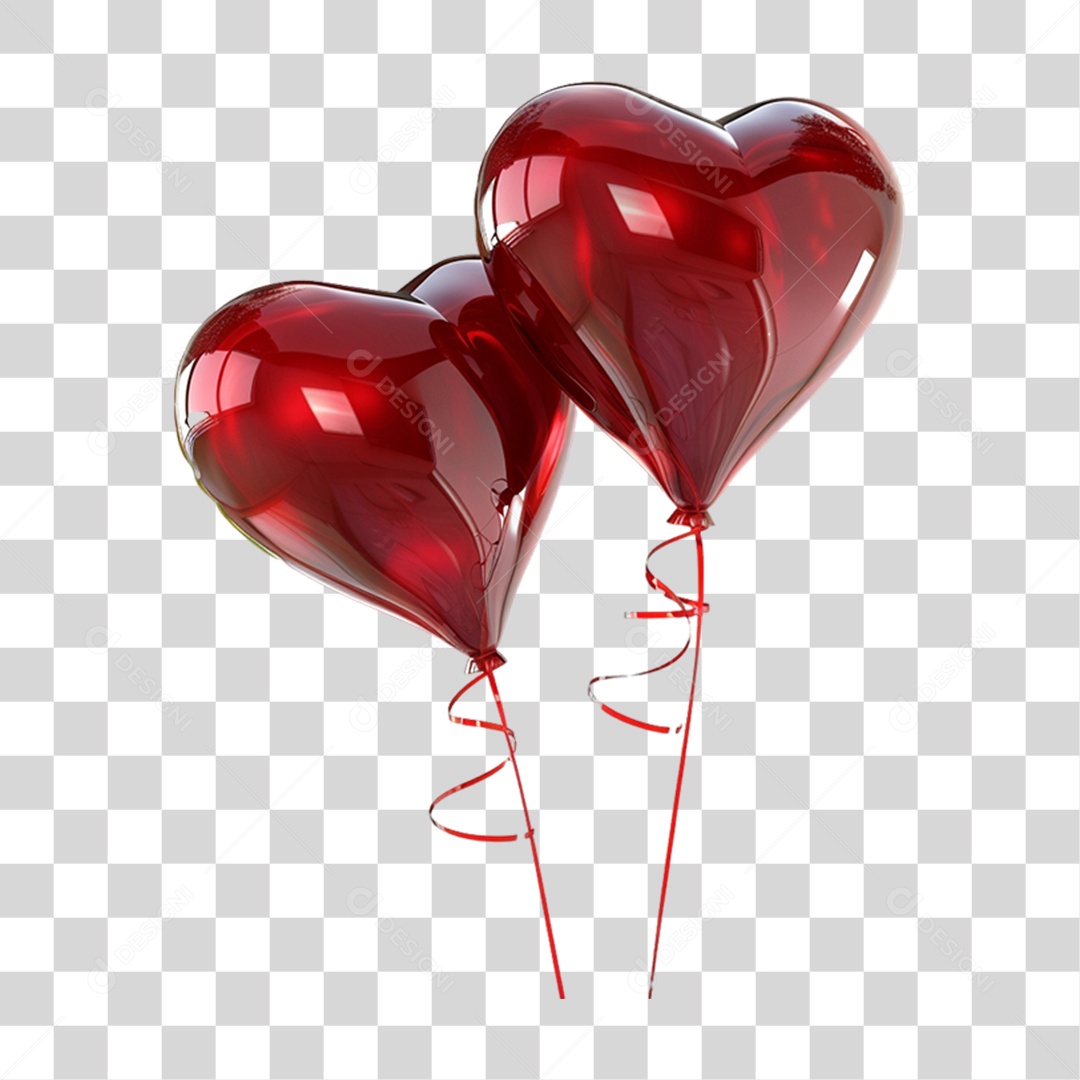 Balão de Coração PNG Transparente